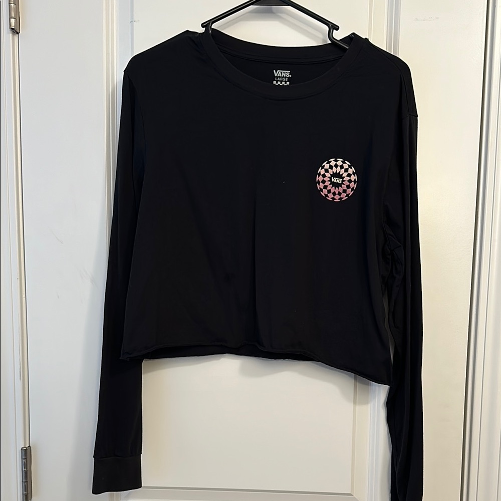 Vans Black Cropped Tee with Long Sleeves